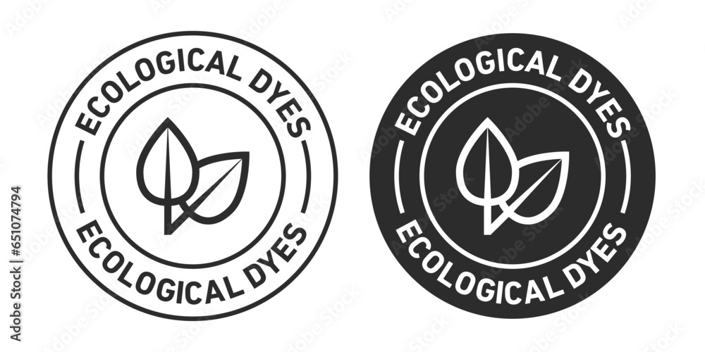 Ecological dyes Icons set in black filled and outlined.