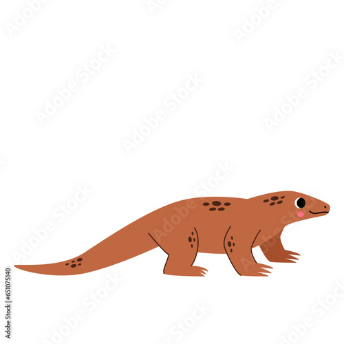 Vector picture of cute komodo lizard isolated on white background.