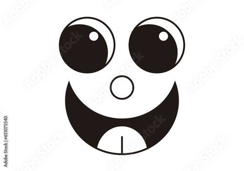 Icono negro de cara feliz en fondo blanco