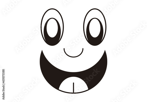 Icono negro de cara feliz en fondo blanco