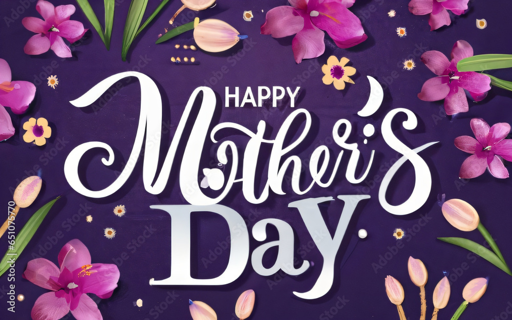 Elegant Purple Flower Happy Mothers day Poster Generative AI