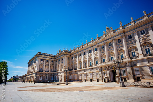 Royal Palace of Madrid building from Plaza de Oriente square