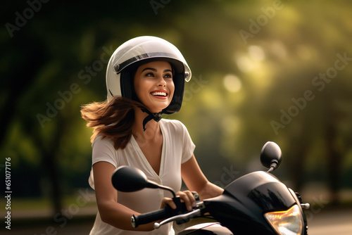 Young woman enjoying scooter riding © PRASANNAPIX