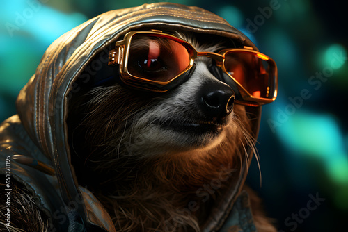 Futuristic Epic Cyberpunk sloth Neon glow avatar