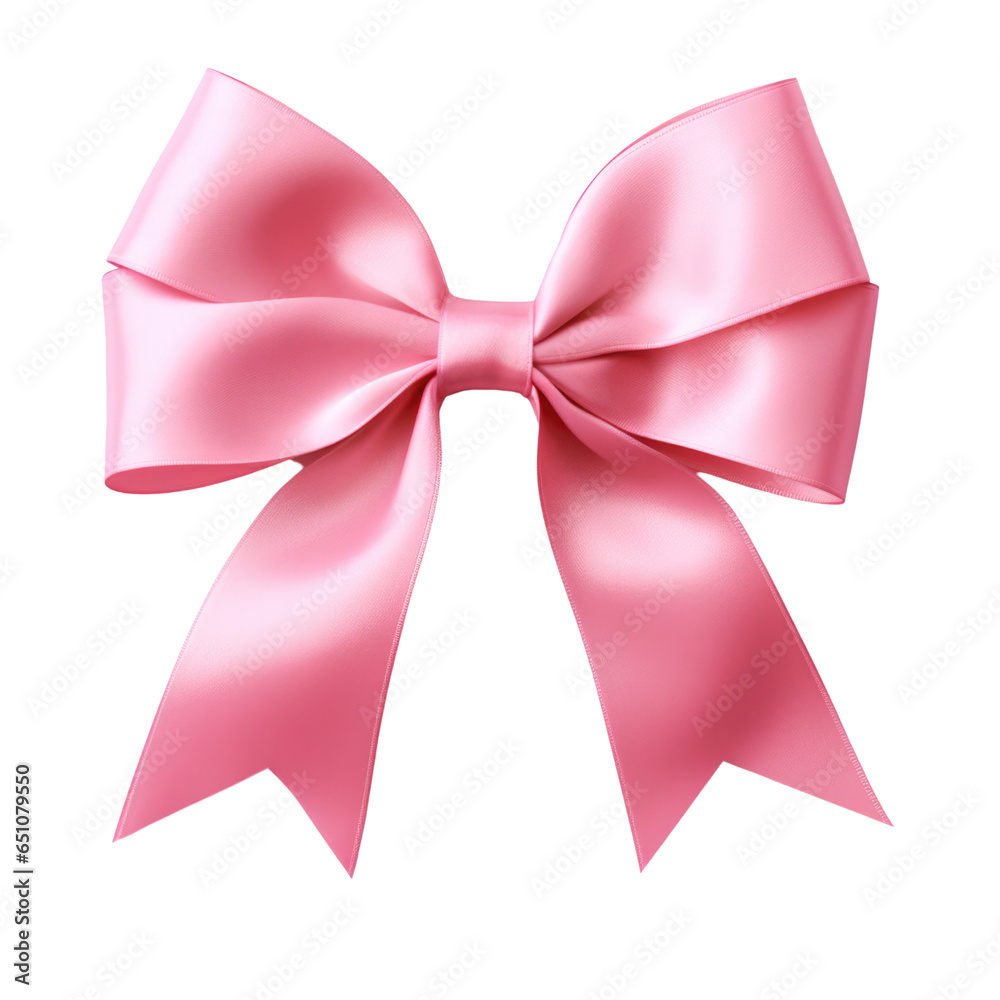 Lovely pink ribbon bow isolated on white background
