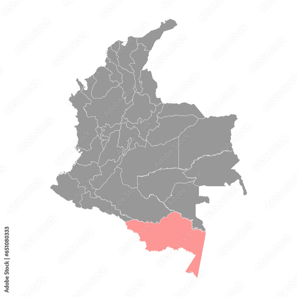 Amazonas department map, administrative division of Colombia.