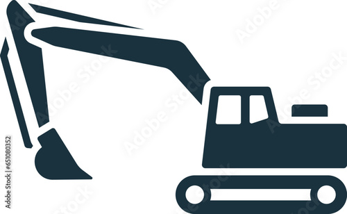 Excavator icon. Monochrome simple sign from transportation collection. Excavator icon for logo, templates, web design and infographics.