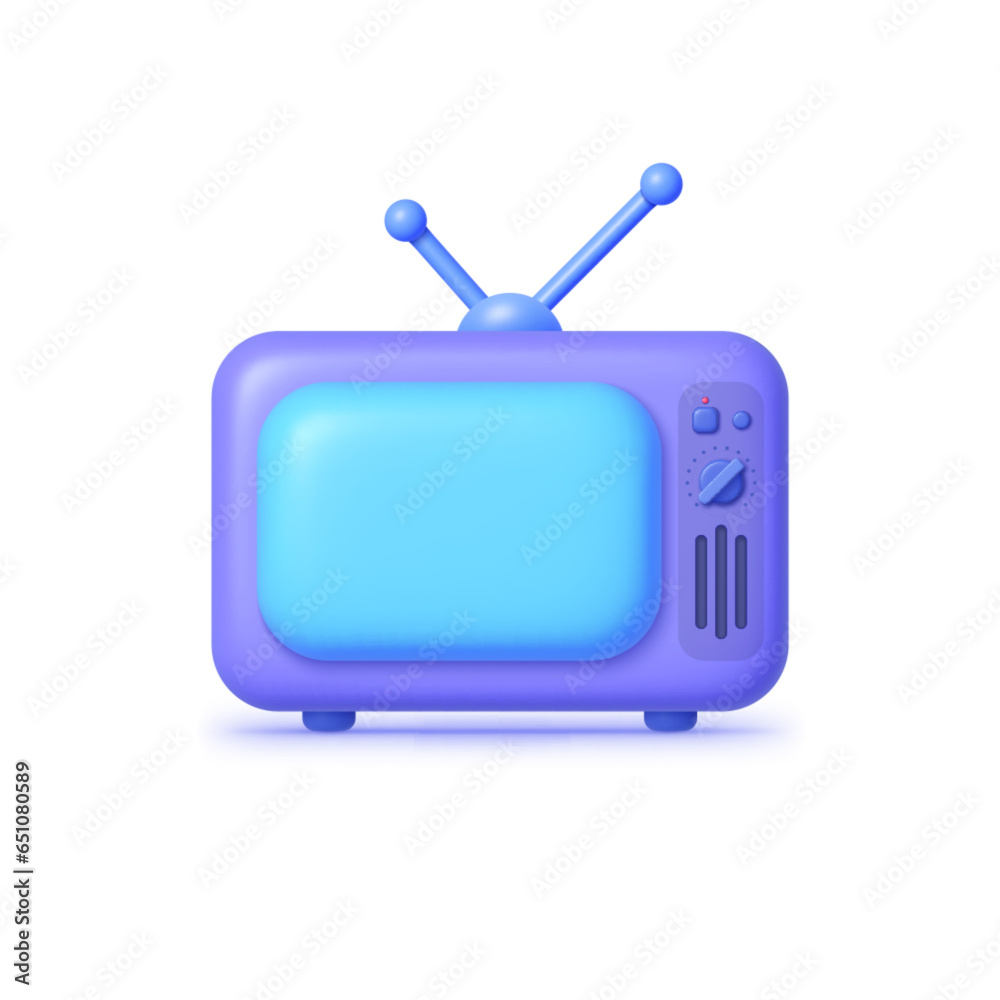 Tv 3d in retro style on white background. Retro vintage style. Vector illustration design Tv 3d in retro style on white background. Retro vintage style. Vector illustration design