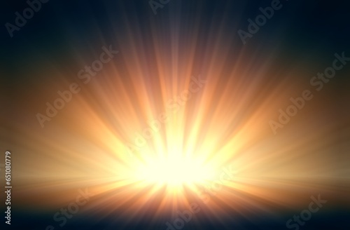 Bright beams of flash illuminated dark empty stage 3d background.