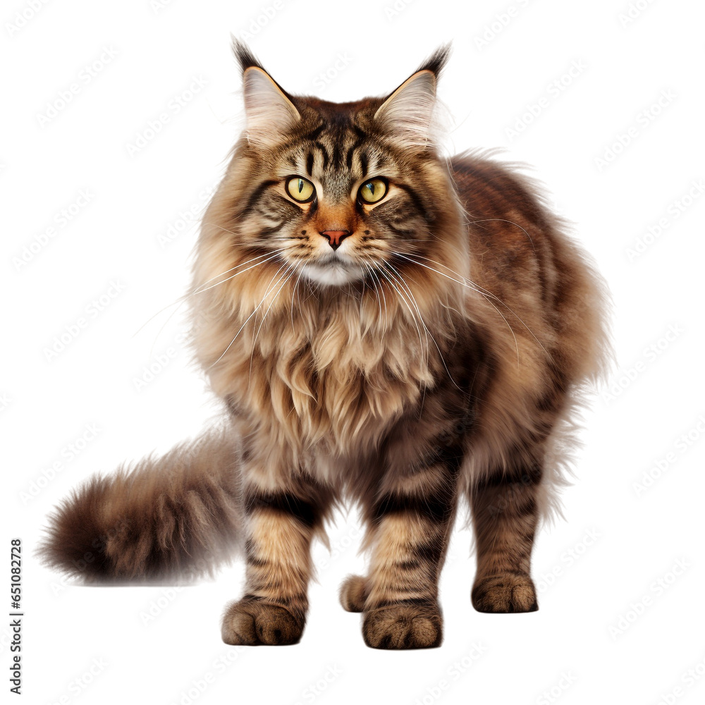 Maine coon cat isolated on white background