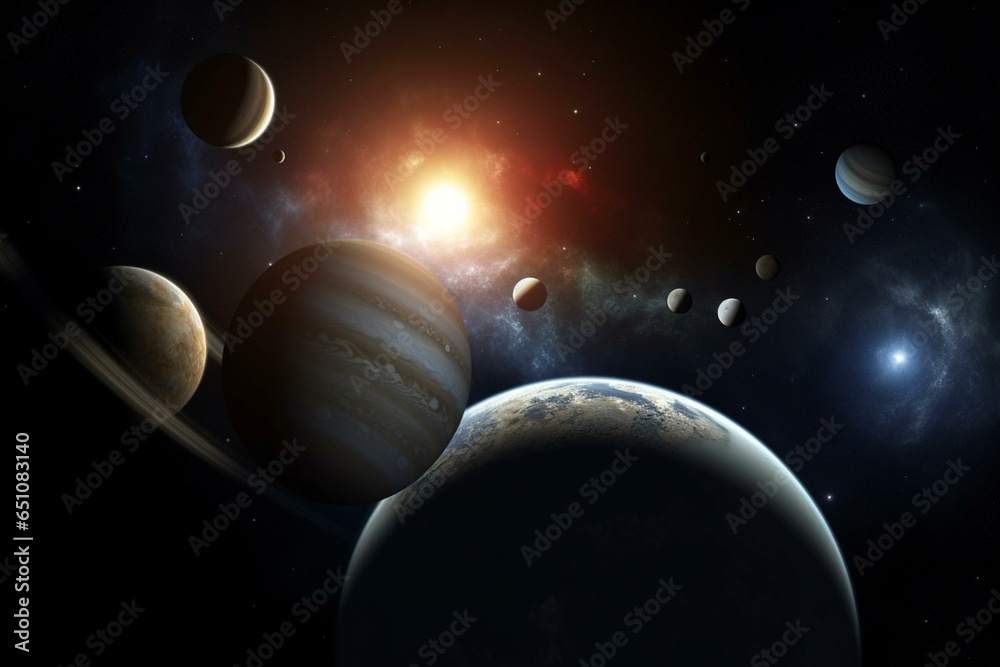 An artistic depiction of planets in the vastness of outer space ...