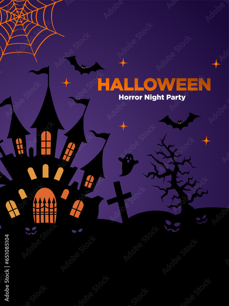 halloween, moon, house, night, castle, vector, bat