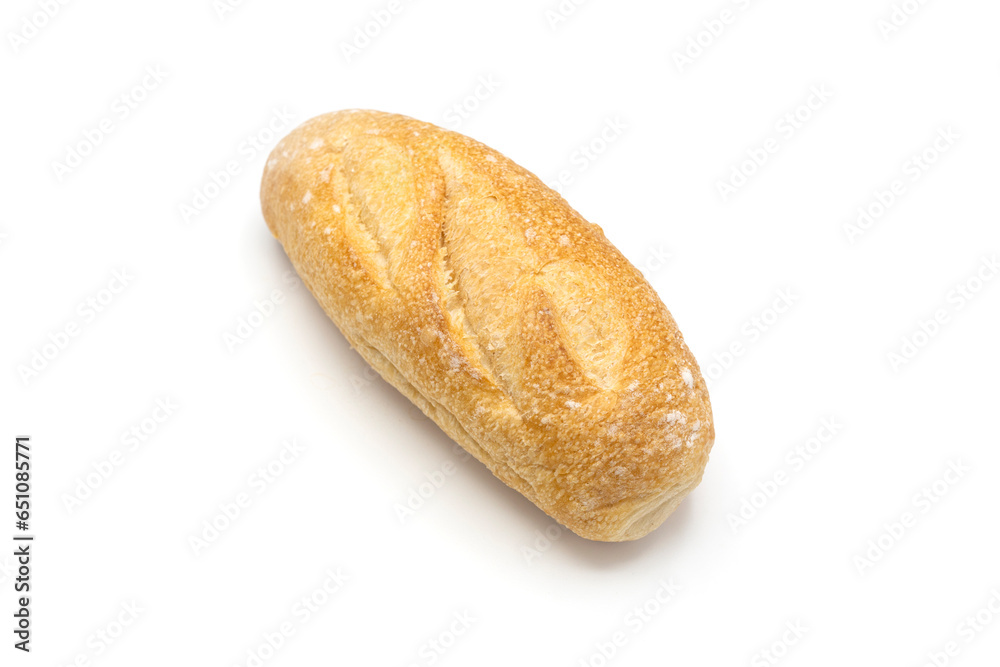 Baguette bread isolated on white background.