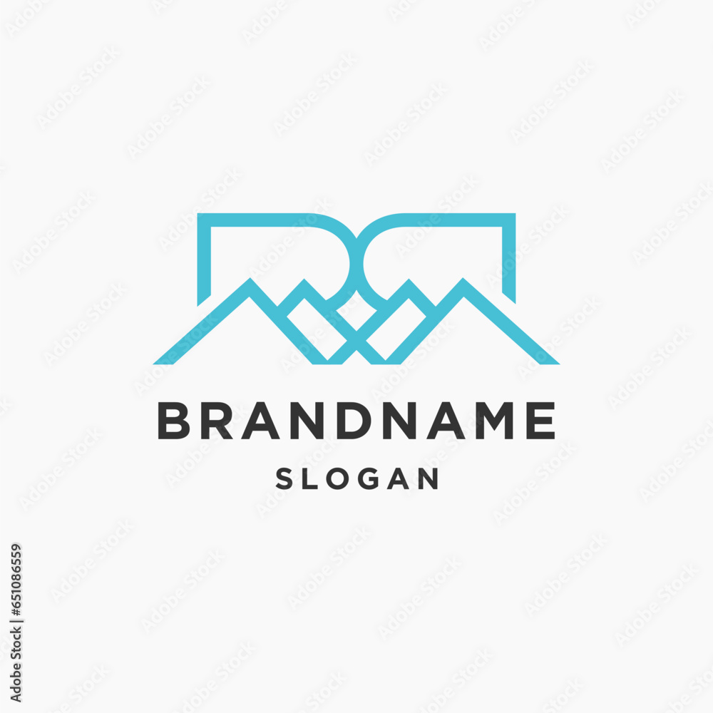 Brand mountain logo line style template vector illustration design	