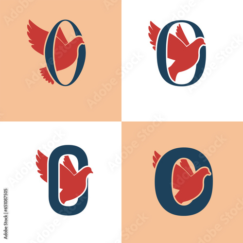  Initials Logo Design Number 0 I Bird Logo Design Concept