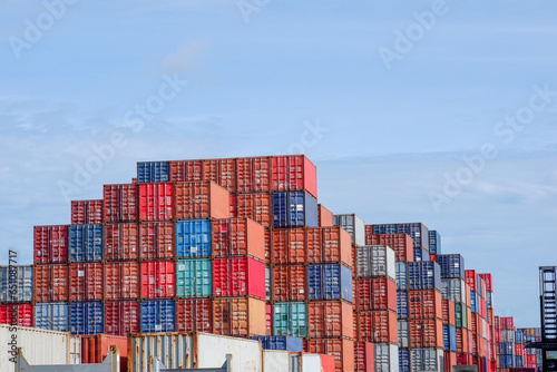 Containers piled up at the port