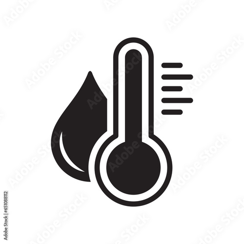Water Temperature Indicator Silhouette Icon. Mercury Thermometer and Water Drop Black Pictogram. Temperature and Humidity Level Icon. Isolated Vector Illustration.