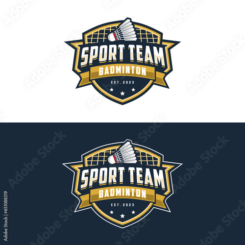 Badminton club logo template, Badminton tournaments logotype concept. Abstract sport symbol design vector illustration