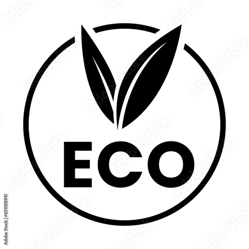 Black Eco Friendly Icon with V Shaped Leaves 9