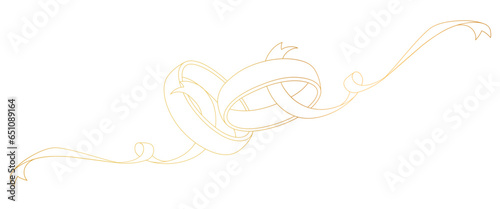 wedding ring golden line art style. invitation, valentine element