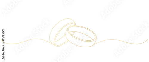 wedding ring golden line art style. invitation, valentine element 