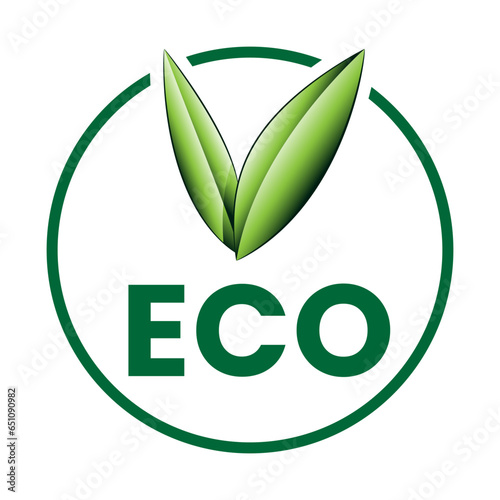 Shaded Green Eco Friendly Icon with V Shaped Leaves 9