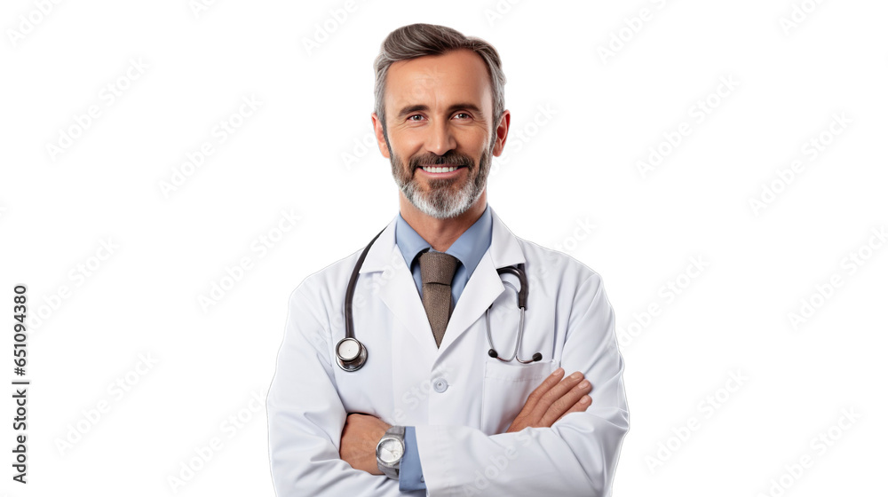 Portrait of Male doctor isolated on transparent background, Generative ai