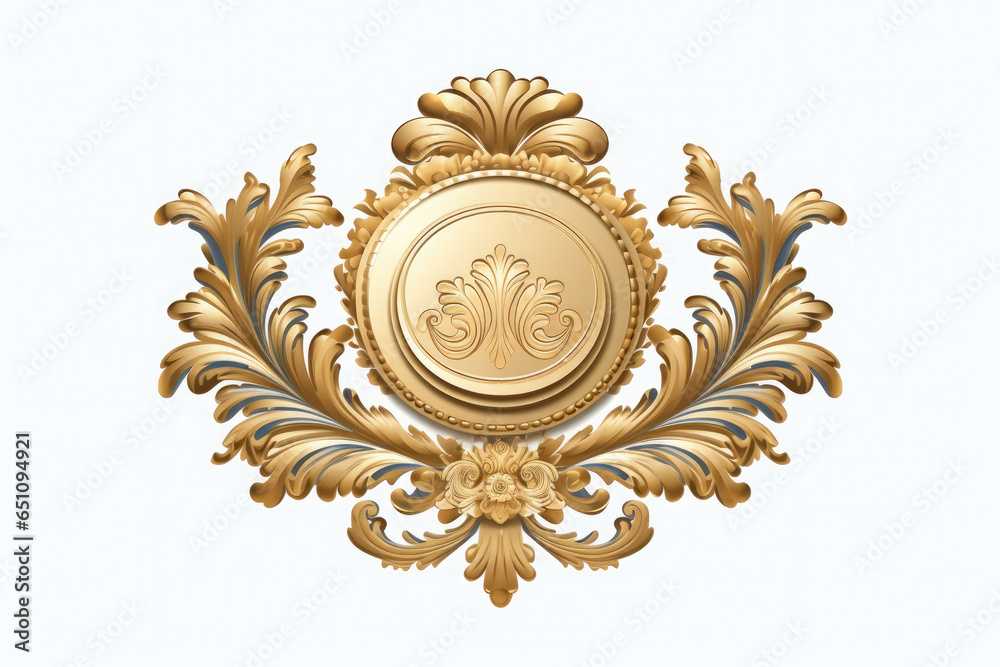 Golden emblem with a floral design, Generative AI Golden emblem with a floral design, Generative AI