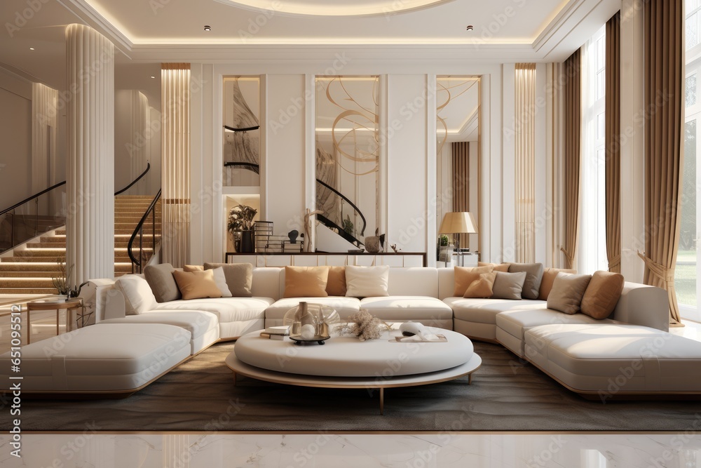 Luxurious, cozy, elegant interior showcasing wealth and comfort with exquisite design