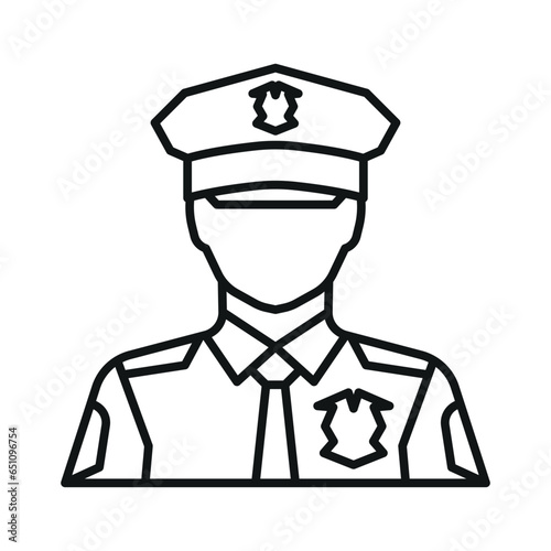 Policeman linear icon. Police officer. Thin line illustration.