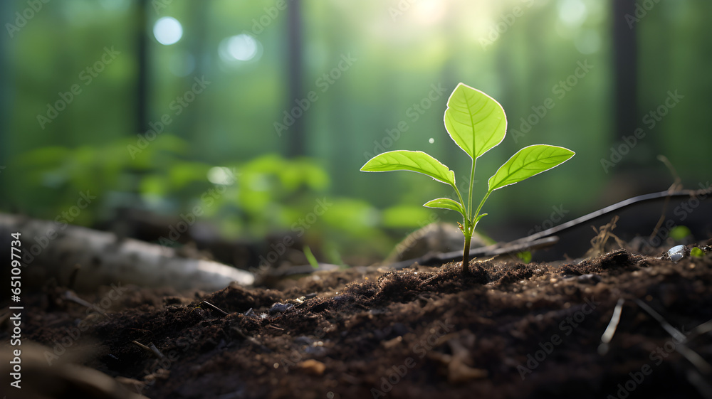 Seedling in the ground, Plant in the ground, growing little tree Seedling in the ground, Plant in the ground, growing little tree