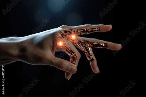 Human/AI robot hand.