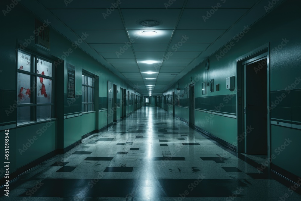 Empty, hospital corridor
