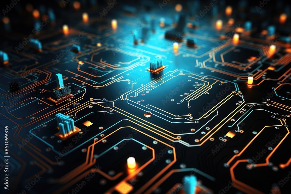 Computer processors on printed circuit board style background Stock ...