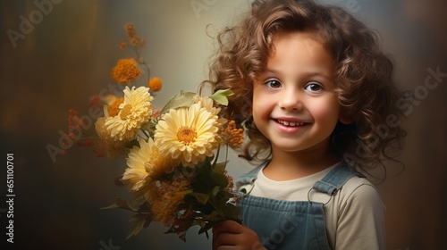 child with flowers.