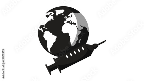 Vaccination concept.Stop pandemic coronavirus.Time to vaccinate.Bottle and syringe with vaccine injection from covid-19 virus vector illustration.Immunization Campaign.Antiviral medical background.
