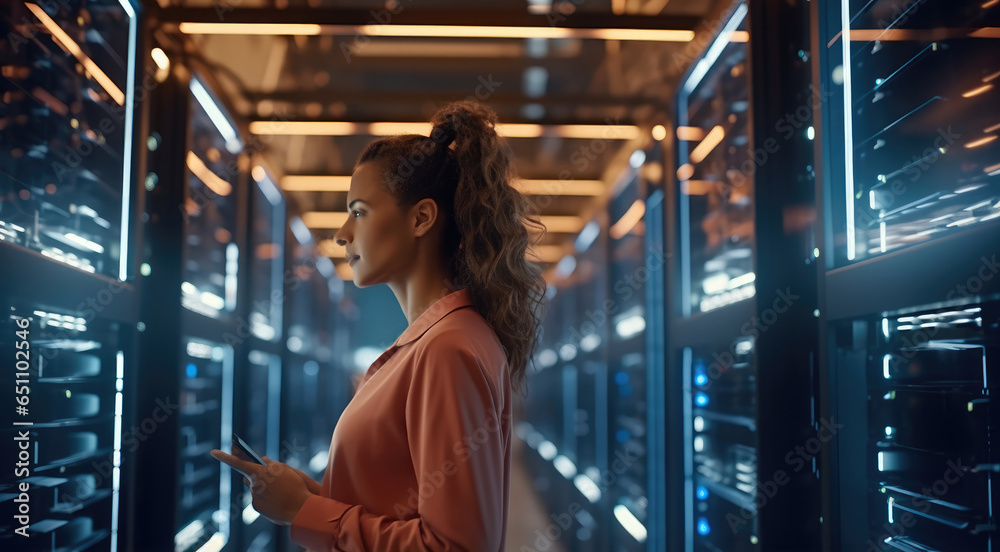 IT engineers checking servers in server room or data center. IT engineers checking servers in server room or data center.