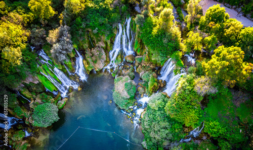 Aerial view of Kravica Waterfalls - Vodopad Kravica, Bosnia and Herzegovina