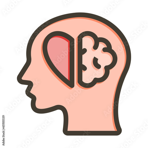 Emotional Intelligence Vector Thick Line Filled Colors Icon Design