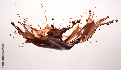 Splash of dark chocolate isolated on white background. AI generated