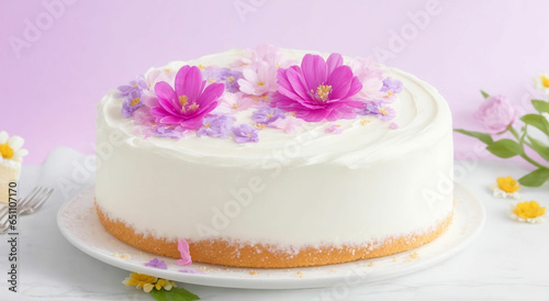 Delicious Birthday Cake With Flower