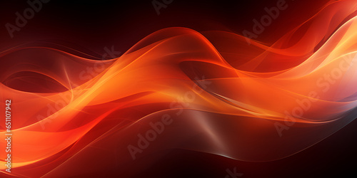 Abstract dark black background with red orange and yellow smoke waves flame fire and lightly smokish background. Ai Generative