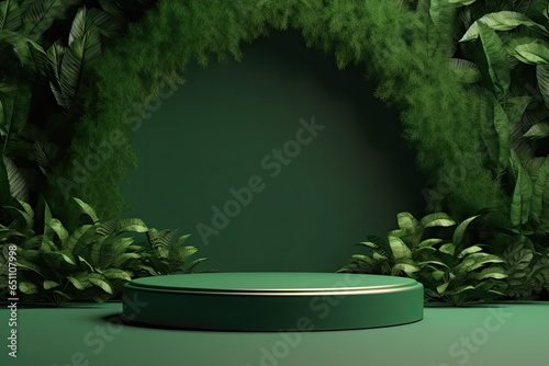 A white round device sits on a table in front of a jungle background