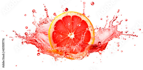Grapefruit juice splash isolated white on white background, generated AI © KatrinaEra