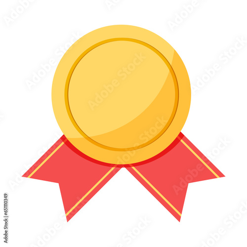 Gold medal first place award for winner flat illustration vector