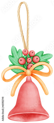 watercolor cute christmas and new year bell