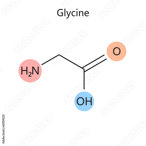 Chemical organic formula of Glycine diagram schematic vector illustration. Medical science educational illustration