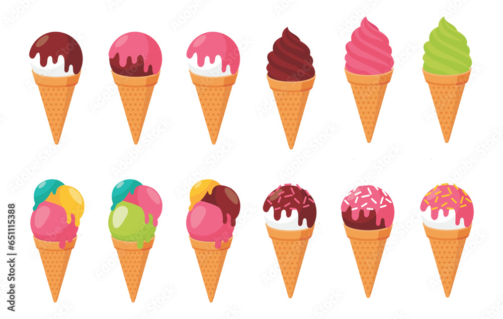 ice cream flat vector illustration collection ice cream flat vector illustration collection