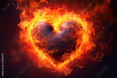 Broken Heart in Fire valentines Sadmess  Generative AI