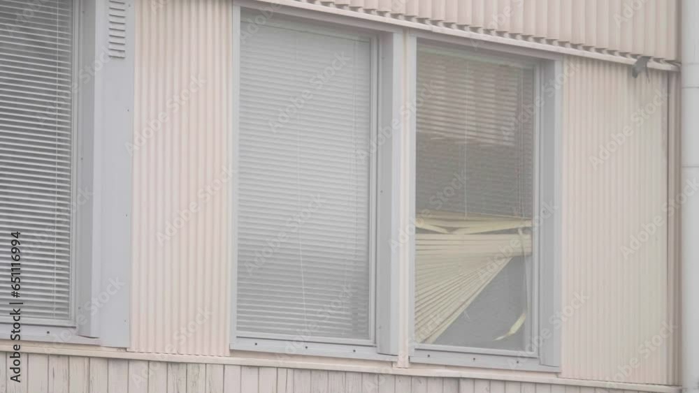 Old Apartment window with broken blinds, Low income neighborhood scene, Close Up Old Apartment window with broken blinds, Low income neighborhood scene, Close Up